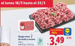 Lidl Burger meat de cerdo y vacuno oferta