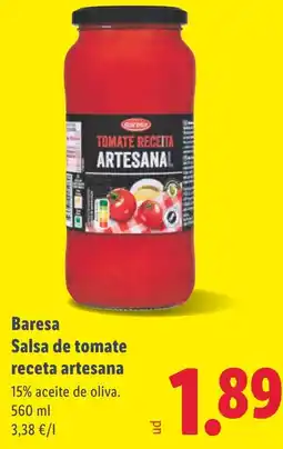 Lidl BARESA Salsa de tomate receta artesana oferta