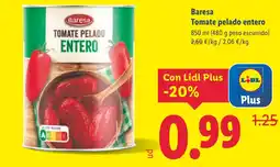Lidl BARESA Tomate pelado entero oferta