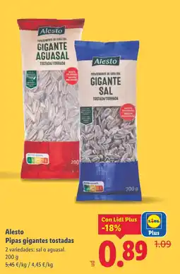 Lidl ALESTO Pipas gigantes tostadas oferta