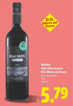 Lidl Hachón Vino tinto reserva D.O. Ribera del Duero oferta