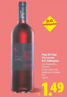 Lidl Vega del Cega Vino rosado D.O. Valdepeñas oferta