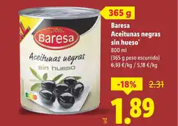 Lidl BARESA Aceitunas negras sin hueso oferta
