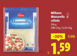 Lidl MILBONA Mozzarella rallada oferta