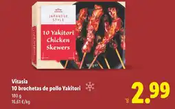 Lidl VITASIA 10 brochetas de pollo Yakitori oferta