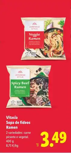 Lidl VITASIA Sopa de fideos Ramen oferta