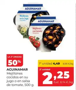 Alimerka AGUINAMAR Mejillones cocidos en su jugo o en salsa de tomate oferta