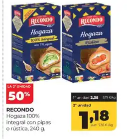 Alimerka RECONDO Hogaza 100% integral con pipas o rústica oferta