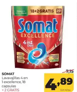 Alimerka SOMAT Lavavajillas 4 en 1 excellence, 18 capsulas oferta