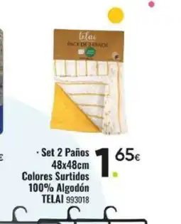 Family Cash TELAI Set 2 Paños Colores Surtidos 100% Algodón oferta