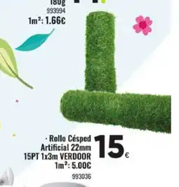 Family Cash VERDOOR Rollo Césped Artificial 22mm 15PT 1x3m oferta