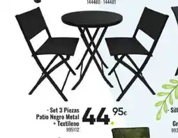 Family Cash Set 3 Piezas Patio Negro Metal + Textileno oferta