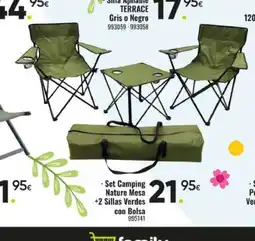 Family Cash Set Camping Nature Mesa +2 Sillas Verdes con Bolsa oferta