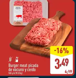 ALDI Burger meat picada de vacuno y cerdo oferta