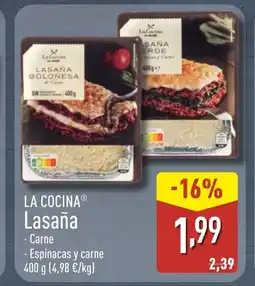 ALDI LA COCINA Lasaña oferta
