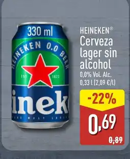 ALDI HEINEKEN Cerveza lager sin alcohol oferta