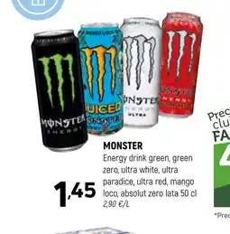 Coviran MONSTER Energy drink green, green zero, ultra white, ultra paradice, ultra red, mango loco, absolut zero lata oferta