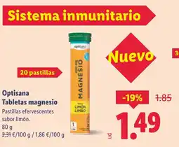 Lidl OPTISANA Tabletas magnesio oferta