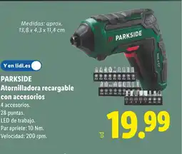Lidl PARKSIDE Atornilladora recargable con accesorios oferta