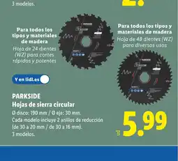Lidl PARKSIDE Hojas de sierra circular oferta