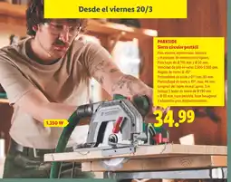 Lidl PARKSIDE Sierra circular portátil oferta
