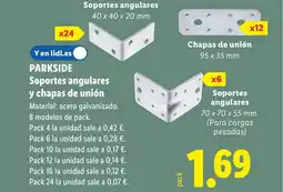 Lidl PARKSIDE Soportes angulares y chapas de unión oferta