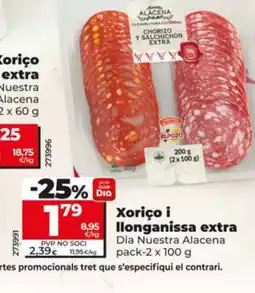 Dia DIA NUESTRA ALACENA Xoriço i llonganissa extra oferta