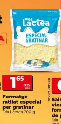 Dia DIA LÁCTEA Formatge ratllat especial per gratinar oferta