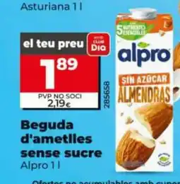 Dia ALPRO Beguda d'ametlles sense sucre oferta