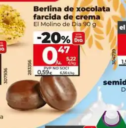 Dia EL MOLINO DE DIA Berlina de xocolata farcida de crema oferta