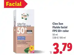 Lidl CIEN SUN Fluido facial FPS 50+ color oferta