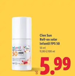 Lidl CIEN SUN Roll-on solar infantil FPS 50 oferta