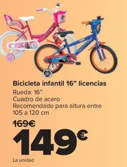 Carrefour Bicicleta infantil 16" licencias oferta