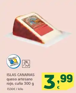 HiperDino ISLAS CANARIAS queso artesano rojo, cuña oferta