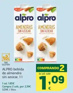 HiperDino ALPRO bebida de almendra sin azúcar oferta