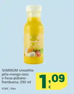 HiperDino SUMMUM smoothie piña-mango-coco o fresa-plátano- frambuesa oferta