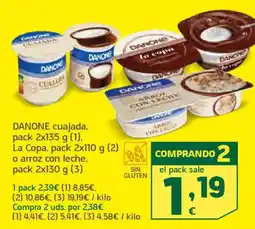 HiperDino DANONE cuajada, La Copa o arroz con leche oferta