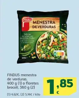 HiperDino FINDUS menestra de verduras o floretes brocoli oferta