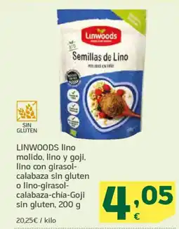 HiperDino LINWOODS lino molido, lino y goji, lino con girasol- calabaza sin gluten o lino-girasol- calabaza-chia-Goji sin gluten oferta