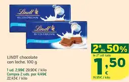 HiperDino LINDT chocolate con leche oferta