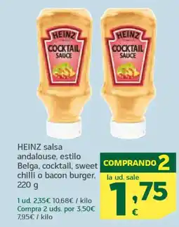 HiperDino HEINZ salsa andalouse, estilo Belga, cocktail, sweet chilli o bacon burger oferta