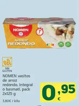 HiperDino NOMEN vasitos de arroz redondo, integral o basmati oferta