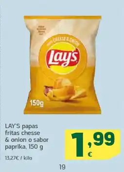 HiperDino LAY'S papas fritas chesse & onion o sabor paprika oferta
