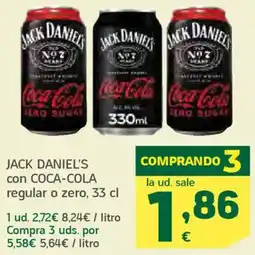 HiperDino JACK DANIEL'S con COCA-COLA regular o zero oferta