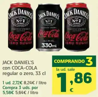 HiperDino JACK DANIEL'S con COCA-COLA regular o zero oferta