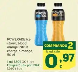 HiperDino POWERADE ice storm, blood orange, citrus charge o mango oferta