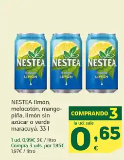 HiperDino NESTEA limón, melocotón, mango- piña, limón sin azúcar o verde maracuyá oferta