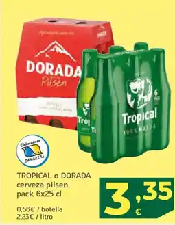 HiperDino TROPICAL O DORADA cerveza pilsen oferta