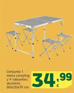 HiperDino Conjunto 1 mesa camping y 4 taburetes aluminio oferta