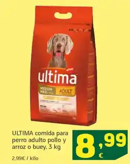 HiperDino ULTIMA comida para perro adulto pollo y arroz o buey oferta